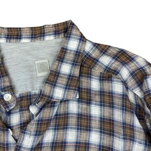 eleventy First Class Men's Plaid Button‎ Up Shirt - XXL Brown Blue Cotton Blend